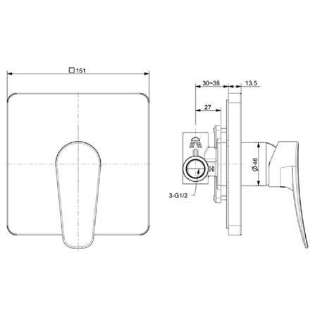 วาล์วฝักบัว 1 ทาง AMERICAN STANDARD FFAS0922-7T2500BT0_1
