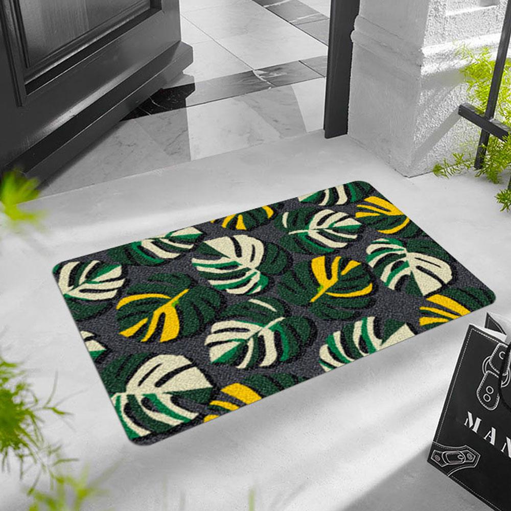 พรมเช็ดเท้าดักฝุ่น PRAW TROPICAL MONSTERA B 50X75 ซม. สีเขียว