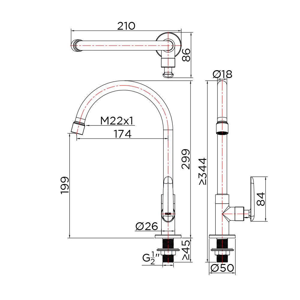 ก๊อกซิงค์เดี่ยวเคาน์เตอร์ KARAT FAUCET KF-48-511-50