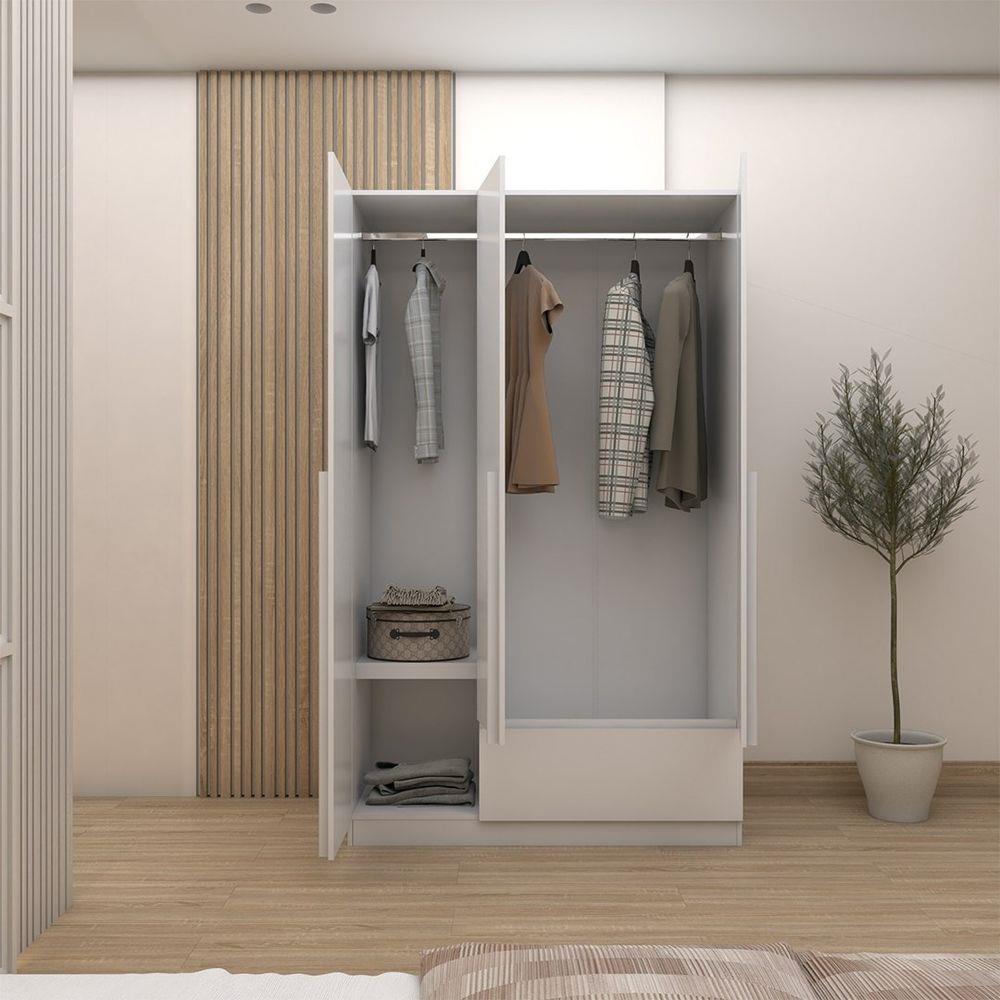 ตู้เสื้อผ้า 3 บานเปิด LOOMS REMUS-B 19227699 120 ซม. สีขาว