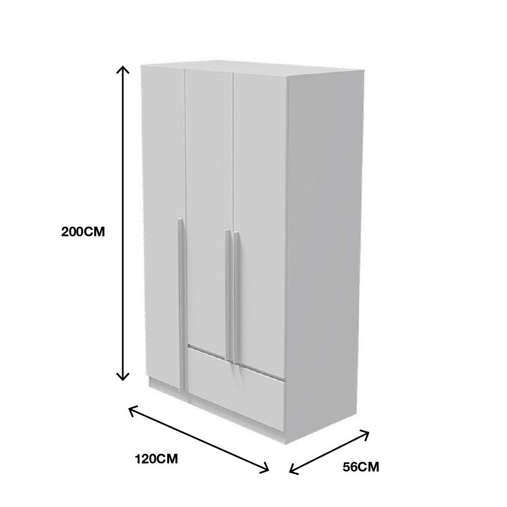 ตู้เสื้อผ้า 3 บานเปิด LOOMS REMUS-B 19227699 120 ซม. สีขาว