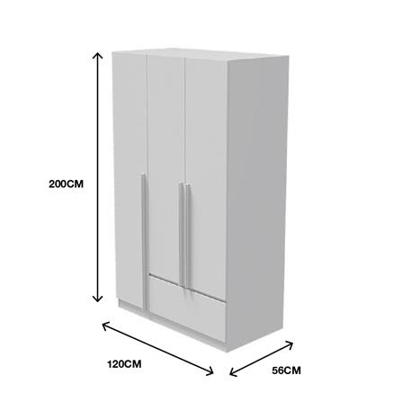 ตู้เสื้อผ้า 3 บานเปิด LOOMS REMUS-B 19227699 120 ซม. สีขาว_6