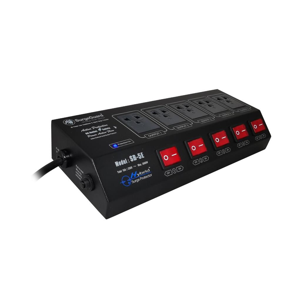 ปลั๊กไฟกันกระชาก 5 ช่อง 5 สวิตช์ SAVE TRONICS SB-5E-TIS 3 เมตร