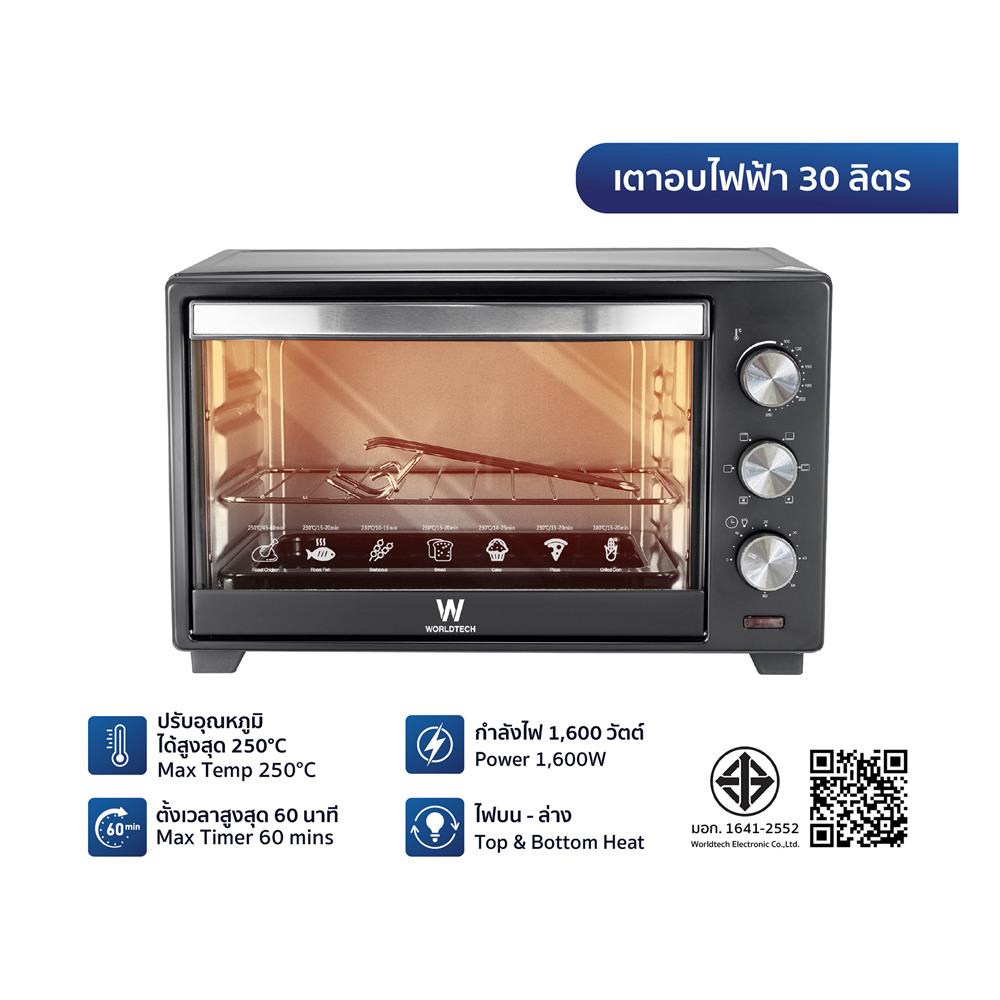 เตาอบเล็กแมนนวล WORLDTECH WT-OV30L สีดำ