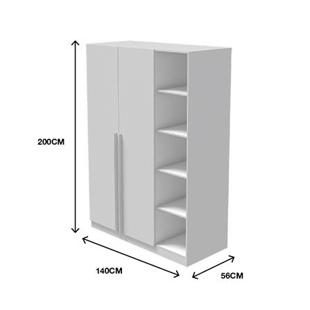 ตู้เสื้อผ้า 2 บานเปิด LOOMS REMUS-D 19227700 140 ซม. สีขาว_4