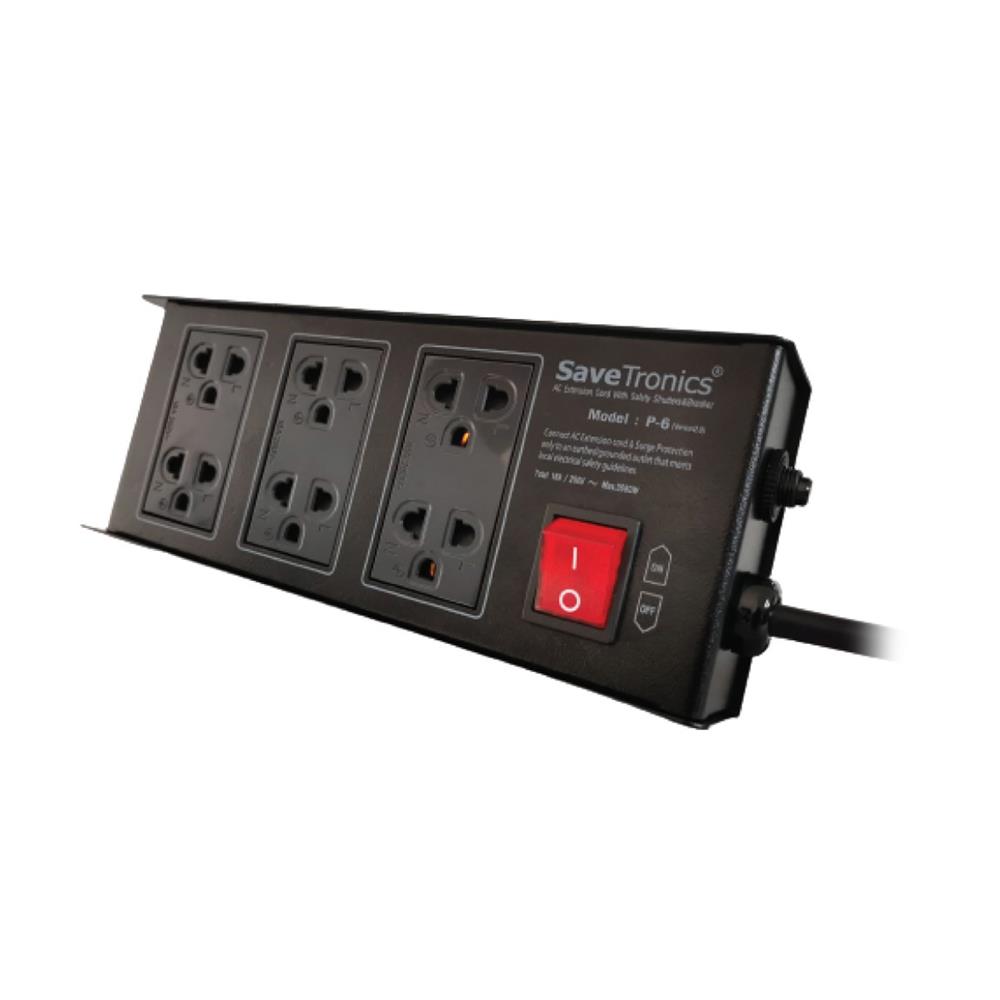 ปลั๊กไฟกันกระชาก 6 ช่อง 1 สวิตช์ SAVE TRONICS P-6(V2)-TIS 2 เมตร