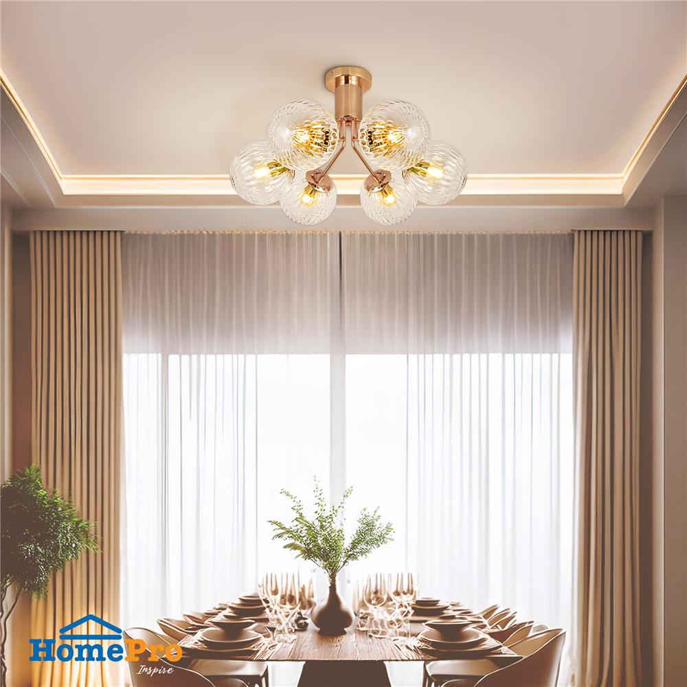 ไฟถาด CARINI P2461050-6 สีทอง/ใส 6 หัว