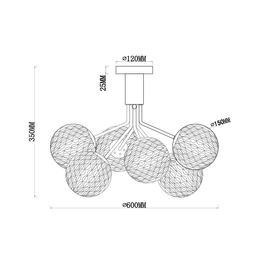 ไฟถาด CARINI P2461050-6 สีทอง/ใส 6 หัว