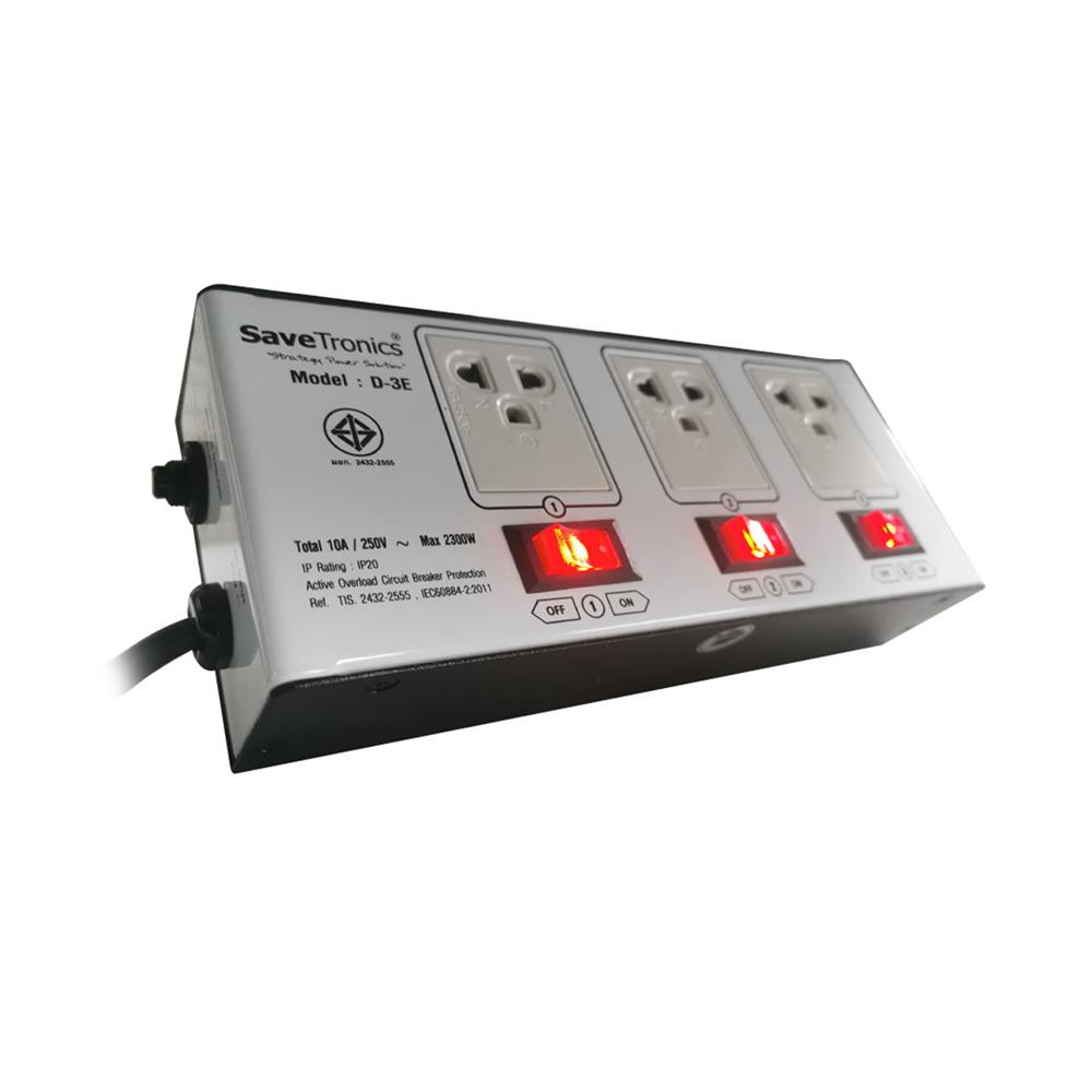 ปลั๊กไฟกันกระชาก 3 ช่อง 3 สวิตช์ SAVE TRONICS D-3E(N)-TIS 3 เมตร