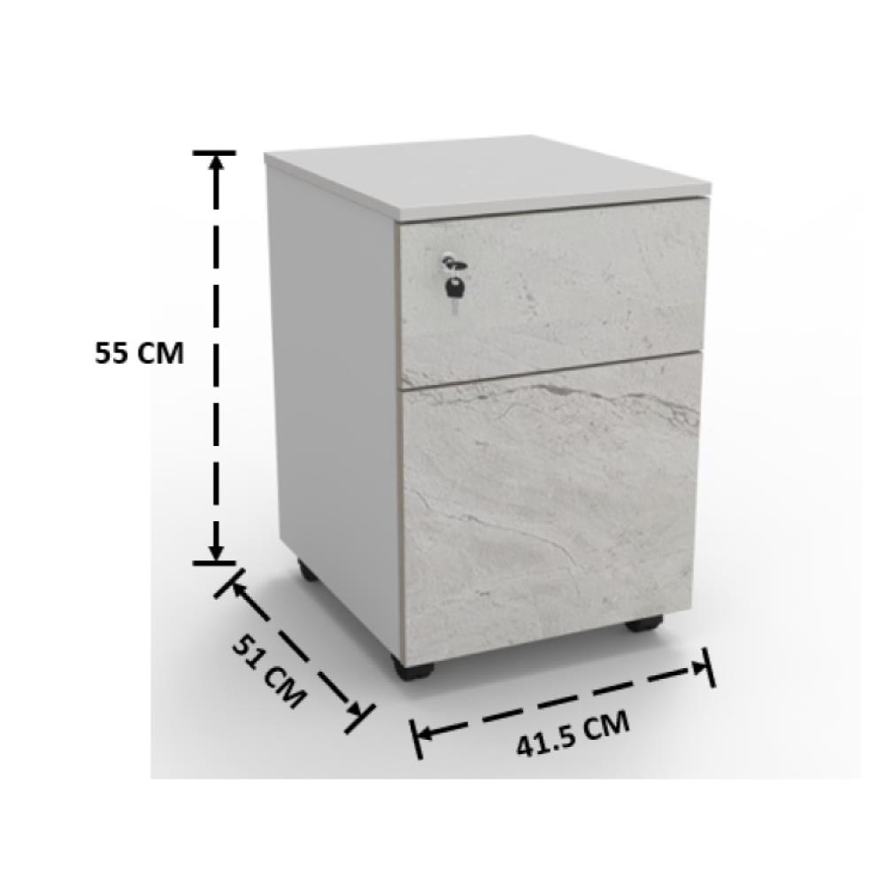 ตู้ลิ้นชัก 2 ลิ้นชัก OFFICEINTREND W-GRANITE 41.5 ซม. สีขาว