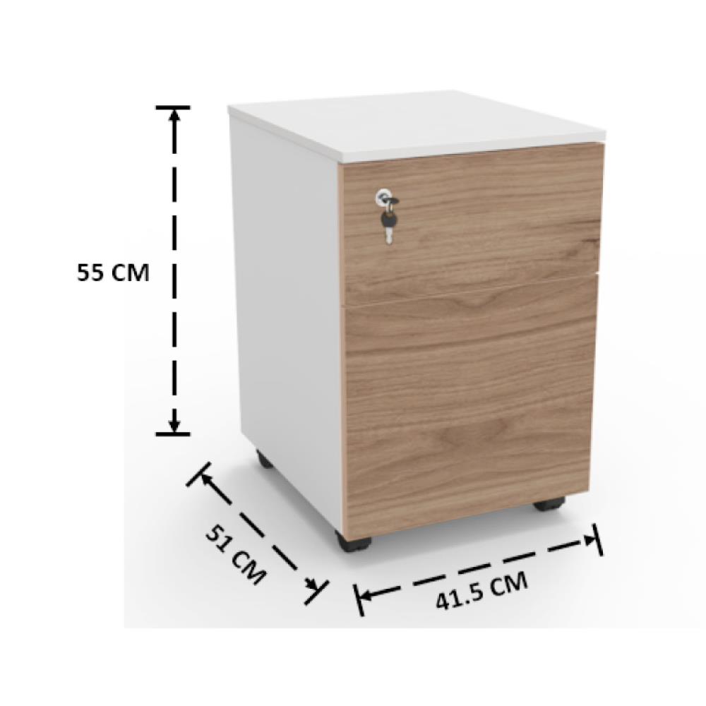 ตู้ลิ้นชัก 2 ลิ้นชัก OFFICEINTREND WH-VINTAGE 41.5 ซม. สีขาว/โอ๊ค