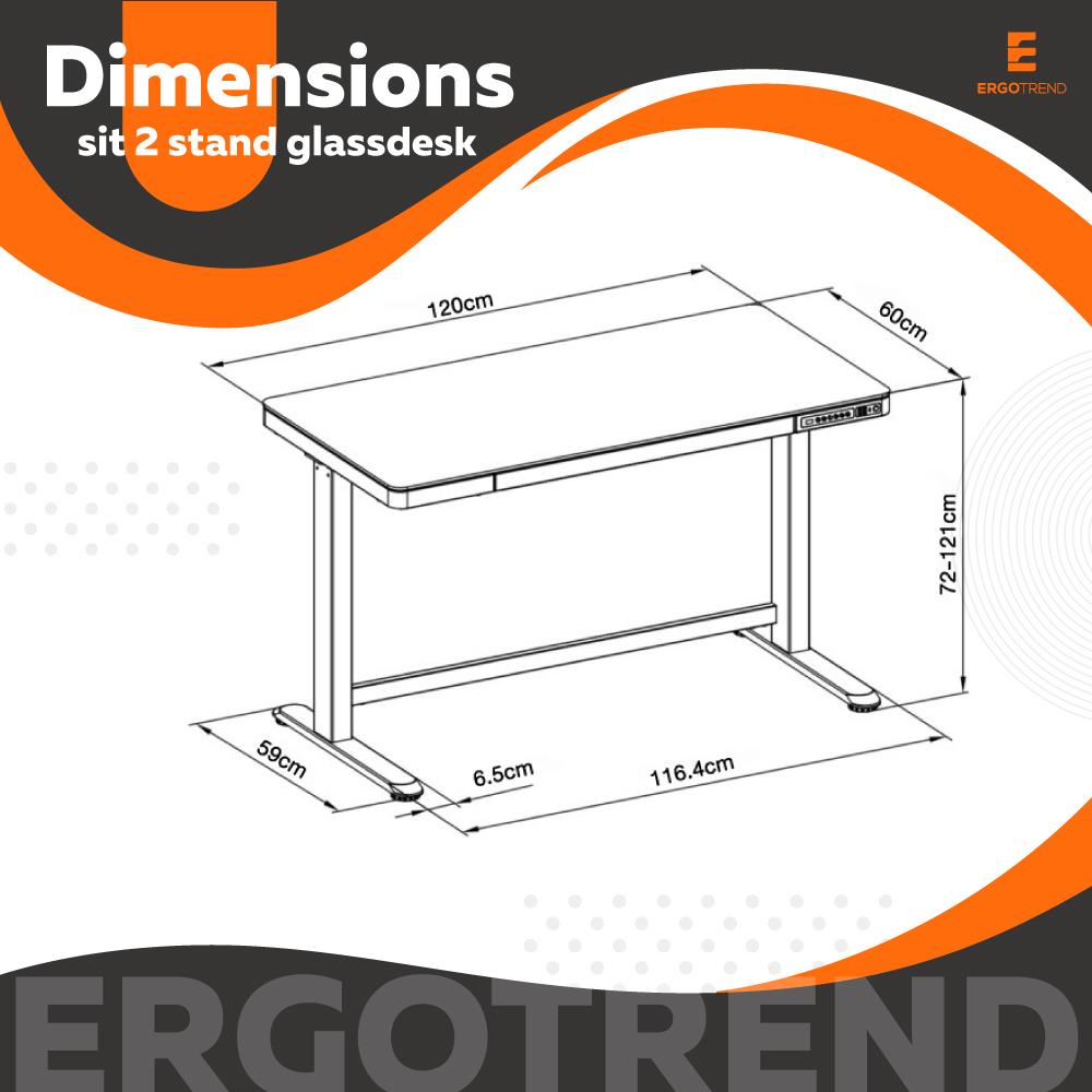 โต๊ะปรับระดับไฟฟ้า ERGOTREND SIT2STAND GLASS 120 ซม. สีดำ