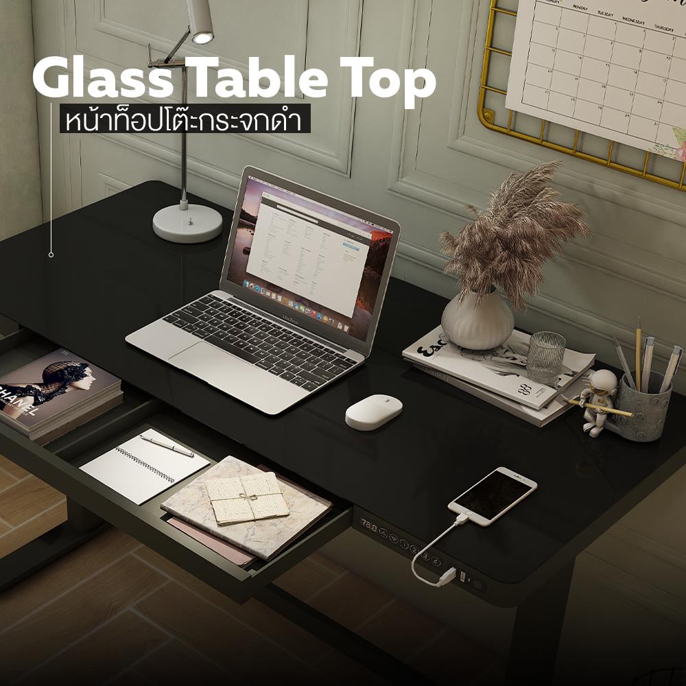 โต๊ะปรับระดับไฟฟ้า ERGOTREND SIT2STAND GLASS 120 ซม. สีดำ