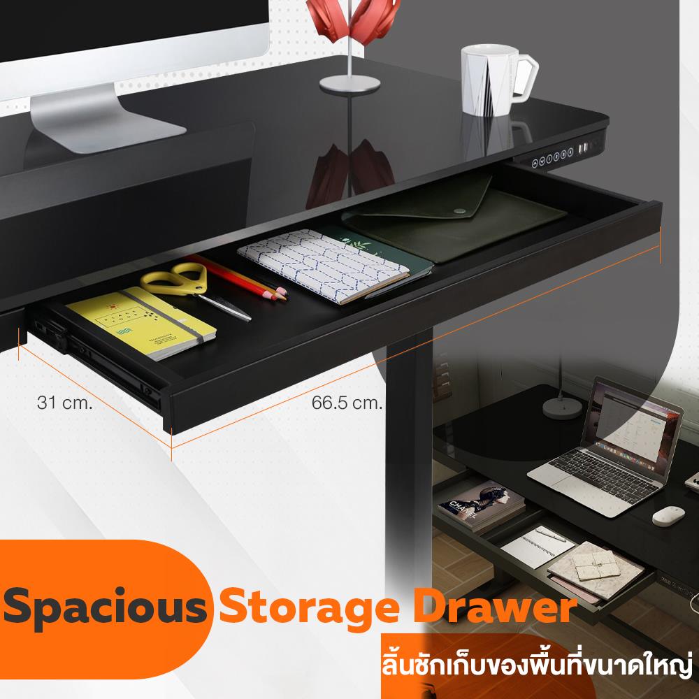 โต๊ะปรับระดับไฟฟ้า ERGOTREND SIT2STAND GLASS 120 ซม. สีดำ