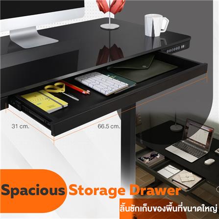 โต๊ะปรับระดับไฟฟ้า ERGOTREND SIT2STAND GLASS 120 ซม. สีดำ_8