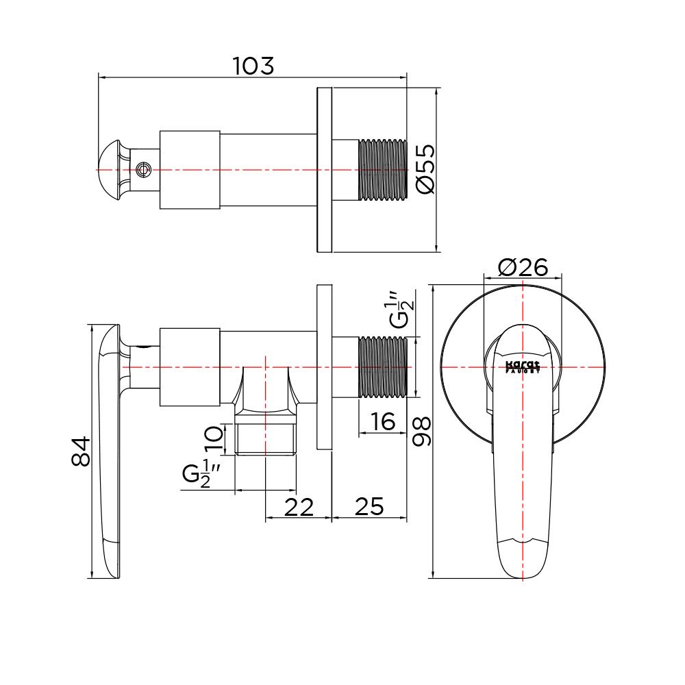 วาล์วฝักบัว 1 ทาง KARAT FAUCET KF-48-470-50