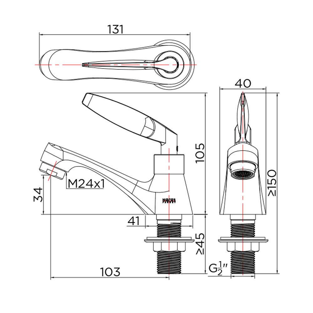 ก๊อกอ่างล้างหน้าเดี่ยว KARAT FAUCET KF-47-100A-50