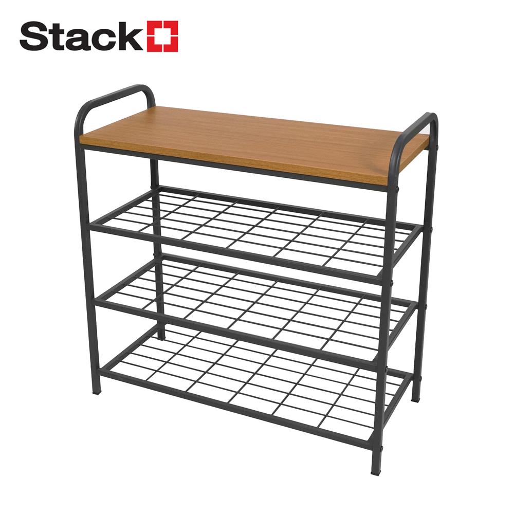 ชั้นรองเท้า 3 ชั้น พร้อมท็อปไม้ STACKO FLEXI 70X30X68 ซม. สีเทา_0