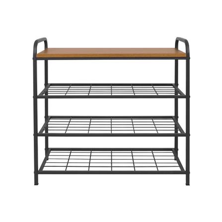 ชั้นรองเท้า 3 ชั้น พร้อมท็อปไม้ STACKO FLEXI 70X30X68 ซม. สีเทา_2