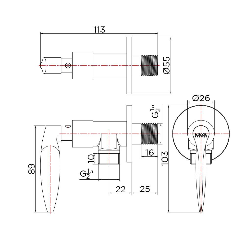 วาล์วฝักบัว 1 ทาง KARAT FAUCET KF-47-470-50