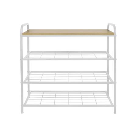 ชั้นรองเท้า 3 ชั้น พร้อมท็อปไม้ STACKO FLEXI 70X30X68 ซม. สีขาว_2