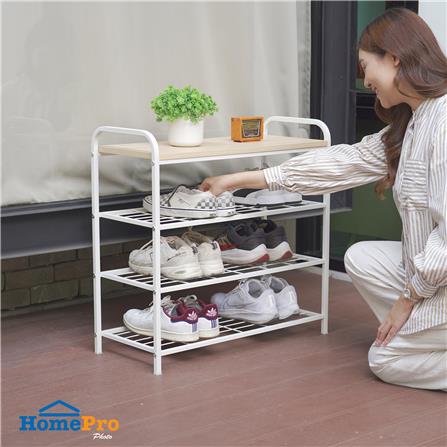 ชั้นรองเท้า 3 ชั้น พร้อมท็อปไม้ STACKO FLEXI 70X30X68 ซม. สีขาว_5