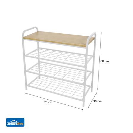 ชั้นรองเท้า 3 ชั้น พร้อมท็อปไม้ STACKO FLEXI 70X30X68 ซม. สีขาว_6