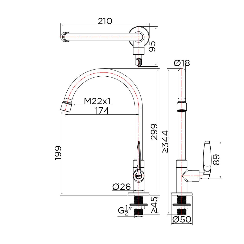 ก๊อกซิงค์เดี่ยวเคาน์เตอร์ KARAT FAUCET KF-47-511-50