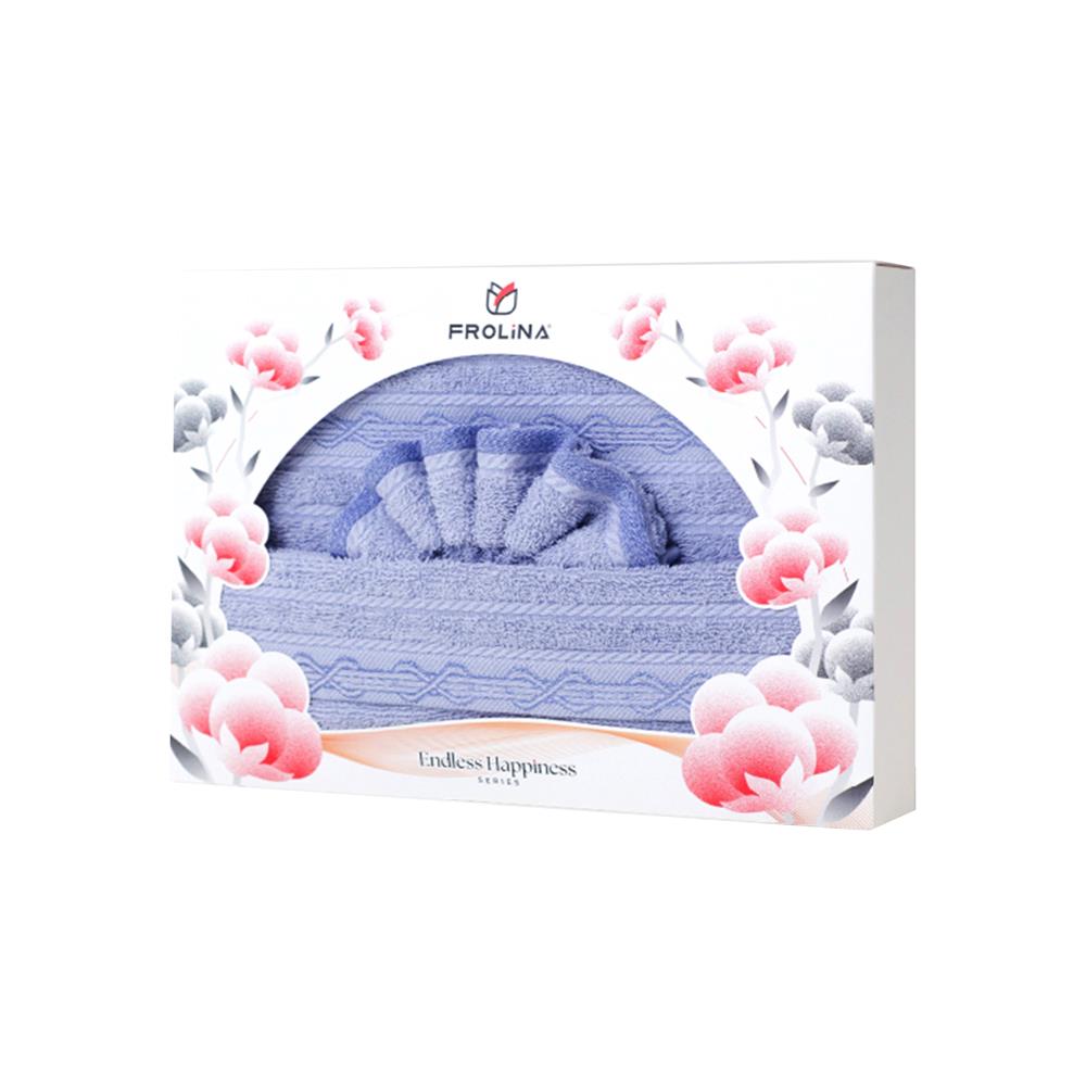 ผ้าขนหนู GIFT SET FROLINA HAPPINESS INFINITY สี BLUE แพ็ก 2 ชิ้น