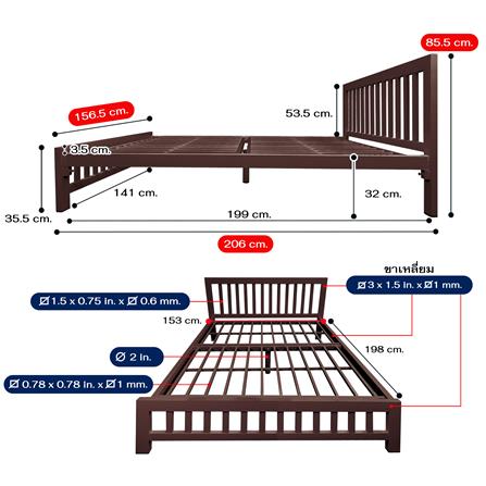เตียงเหล็ก 5 ฟุต THAIBULL SSTVIE-032-150 สีน้ำตาล_6