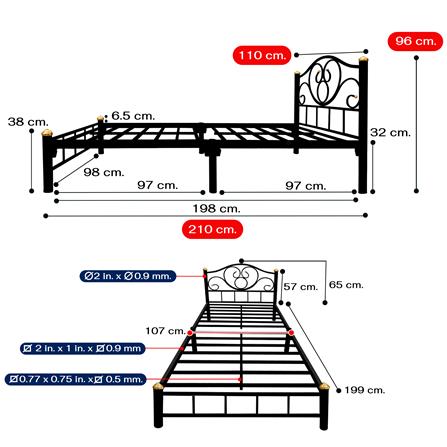 เตียงเหล็ก 3.5 ฟุต THAIBULL SSTFOC-032-105 สีดำ_5
