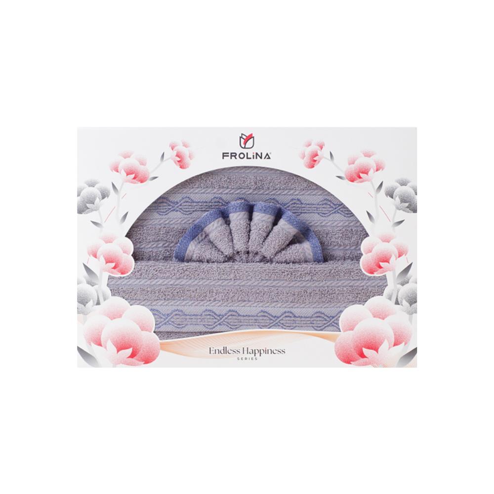 ผ้าขนหนู GIFT SET FROLINA HAPPINESS INFINITY สี GREY แพ็ก 2 ชิ้น