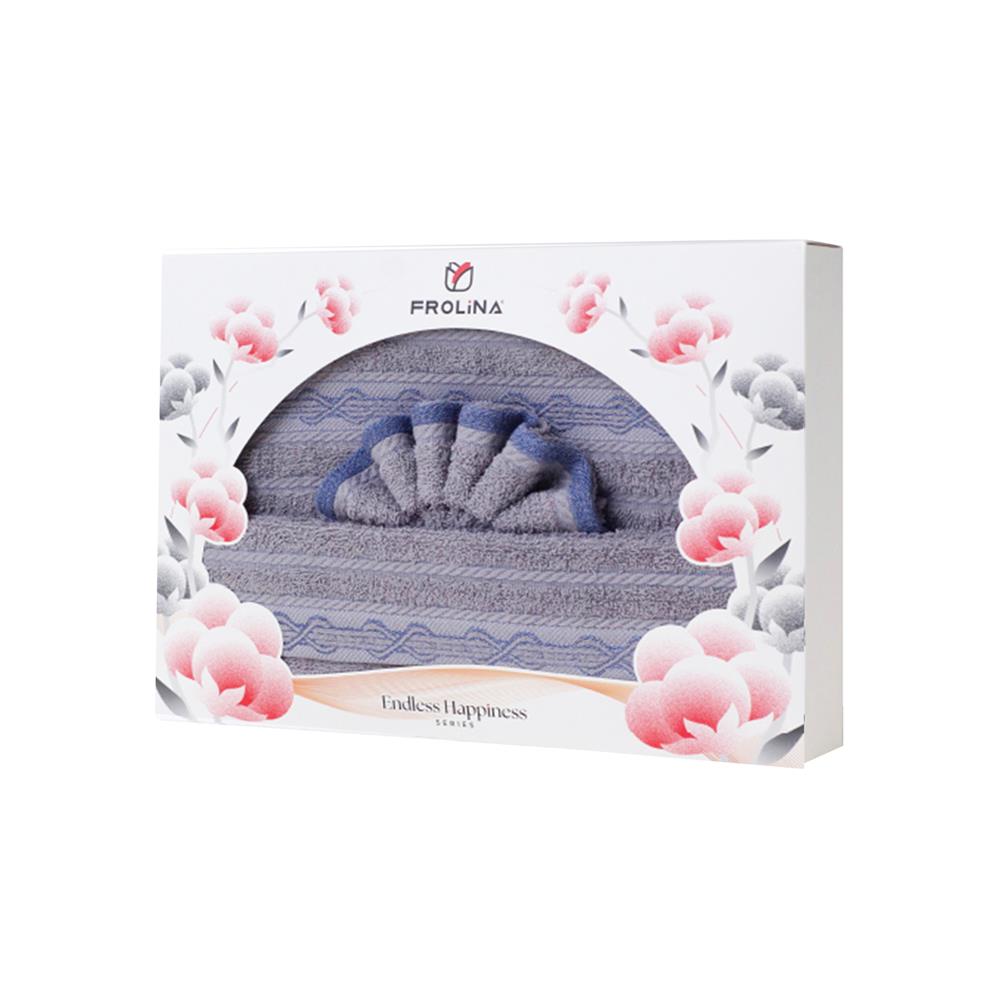 ผ้าขนหนู GIFT SET FROLINA HAPPINESS INFINITY สี GREY แพ็ก 2 ชิ้น