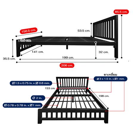 เตียงเหล็ก 5 ฟุต THAIBULL SSTVIE-032-150 สีดำ_6