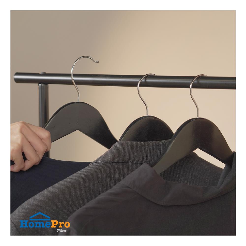 ราวแขวนผ้าพร้อมที่แขวนอเนกประสงค์ PLIM WALNUT 60ซม. สีดำ/วอลนัท