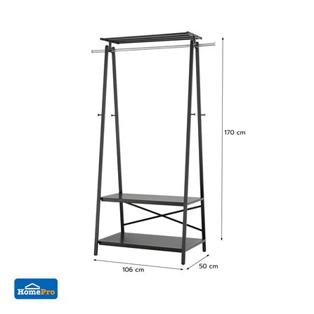 ราวแขวนผ้าและชั้นวางของ 3 ชั้น 106 ซม. PLIM LOFT สีดำ_8