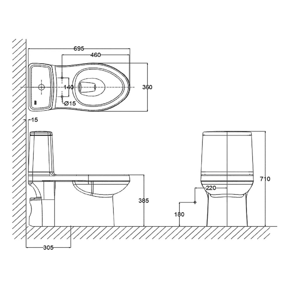 สุขภัณฑ์ 1 ชิ้น AMERICAN STANDARD 1089SC-WT-0 4.8 ลิตร สีขาว