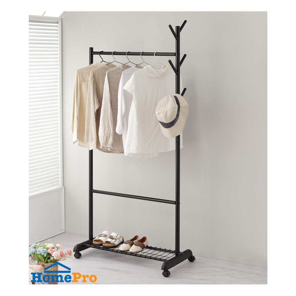 ราวแขวนผ้าพร้อมที่แขวนอเนกประสงค์ PLIM 81X44X185ซม. สีดำ