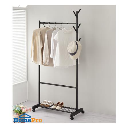 ราวแขวนผ้าพร้อมที่แขวนอเนกประสงค์ PLIM 81X44X185ซม. สีดำ_5