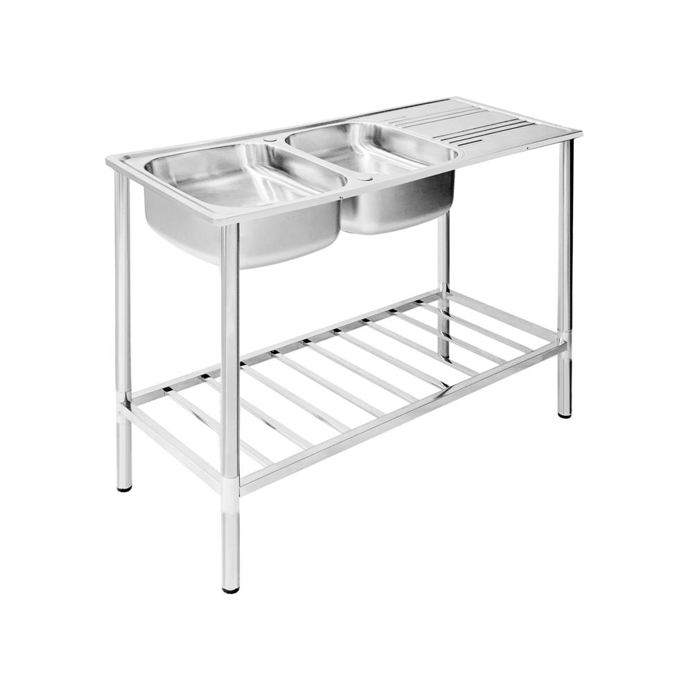 ซิงค์ขาตั้ง 2 หลุม 1 ที่พัก DYNA HOME DH-12050-ST เงิน