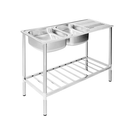 ซิงค์ขาตั้ง 2 หลุม 1 ที่พัก DYNA HOME DH-12050-ST เงิน_0