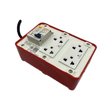 บล็อกยาง PVC 4 ช่อง พร้อมเบรกเกอร์ RCBO 16 แอมป์ SUNTECH RGB4O1510 10 เมตร สีขาว/ส้ม_1