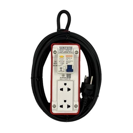 บล็อกยาง PVC 2 ช่อง พร้อมเบรกเกอร์ RCBO 16 แอมป์ SUNTECH RGB2O1510 10 เมตร สีขาว/ส้ม_0