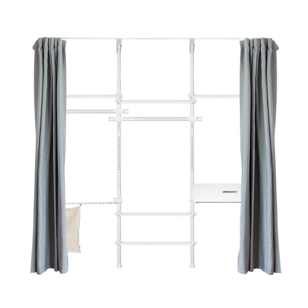 ราวแขวนผ้า TUGU R71PW-DG 240x40x300 ซม. สีขาว (พร้อมชุดผ้าม่านสีเทาเข้ม)_1