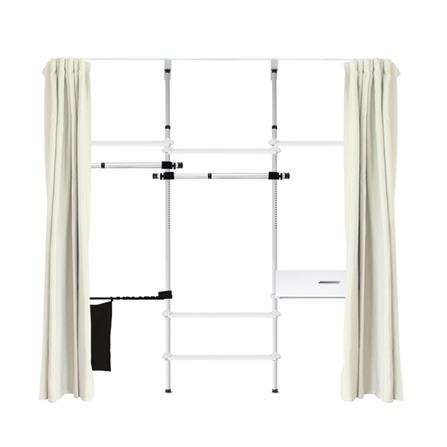 ราวแขวนผ้า TUGU R71W-BE 240x40x300 ซม. สีขาวข้อต่อดำ (พร้อมชุดผ้าม่านสีเบจ)_0