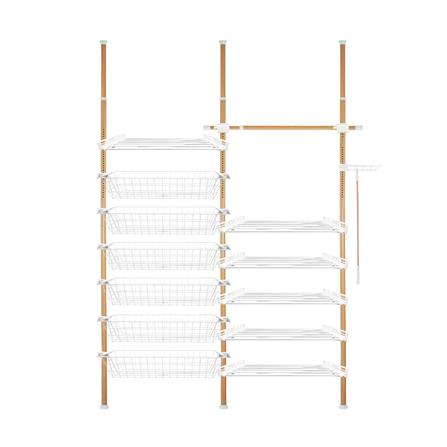 ราวแขวนผ้า 1 ราวแขวน 6 ชั้นวาง 6 ตะกร้า TUGU R67M 170x42.5x300 ซม. ลายไม้_0