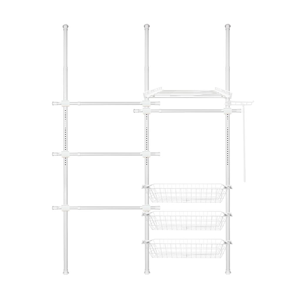 ราวแขวนผ้า 4 ราวแขวน 1 ชั้นวาง 3 ตะกร้า TUGU R68PW 160x42.5x300 ซม. สีขาว_1