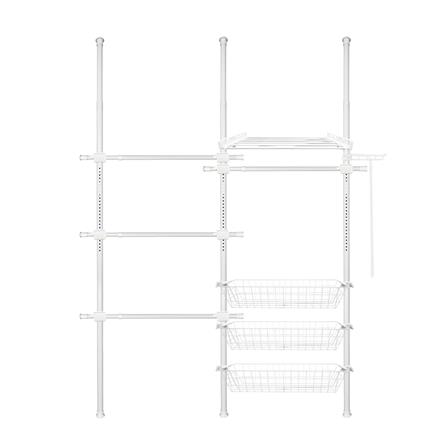 ราวแขวนผ้า 4 ราวแขวน 1 ชั้นวาง 3 ตะกร้า TUGU R68PW 160x42.5x300 ซม. สีขาว_0