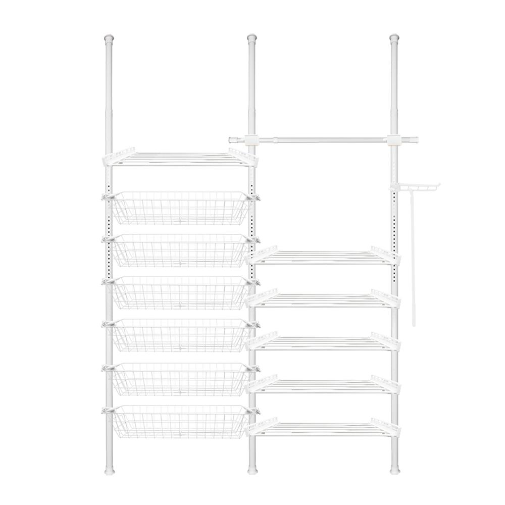 ราวแขวนผ้า 1 ราวแขวน 6 ชั้นวาง 6 ตะกร้า TUGU R67PW 170x42.5x300 ซม. สีขาว_1