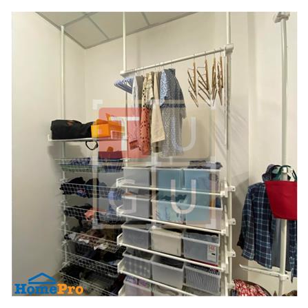 ราวแขวนผ้า 1 ราวแขวน 6 ชั้นวาง 6 ตะกร้า TUGU R67PW 170x42.5x300 ซม. สีขาว_2